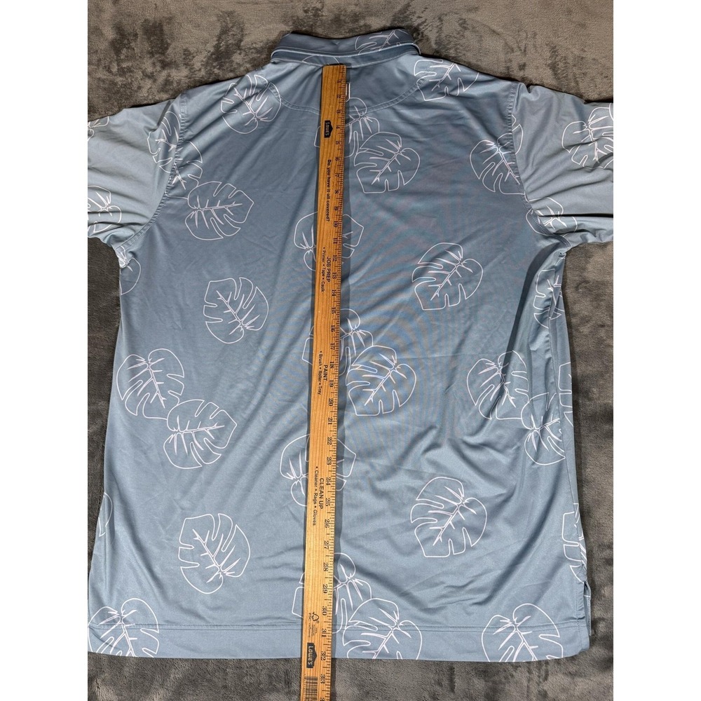 FootJoy Polo Shirt Mens XL Blue Tropical Leaf Short Sleeve Golf Performance - Picture 11 of 12